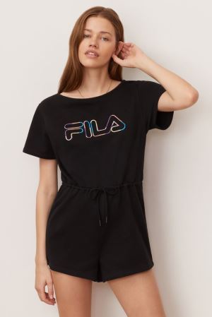 FILA Delaney Romper Dresses Black,Womens Clothing | CA.SVQOAE564